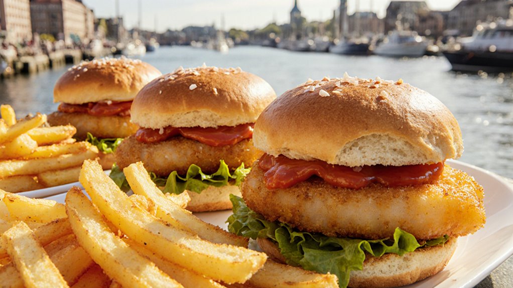 Variationen von Hamburger Fischsandwiches